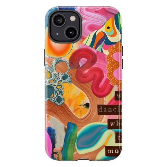 Vibrant Abstract Art Collage Phone Case for iPhone 17 16 15 14 13 12 11 Pro Plus Mini, Colorful Modern Cover