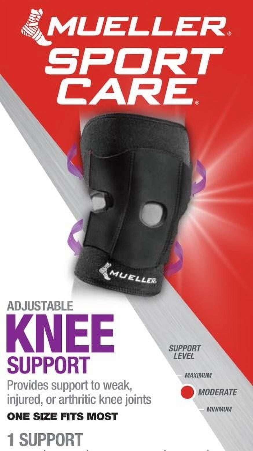(2 pack) Mueller Adjustable Knee Support, OSFM, Black