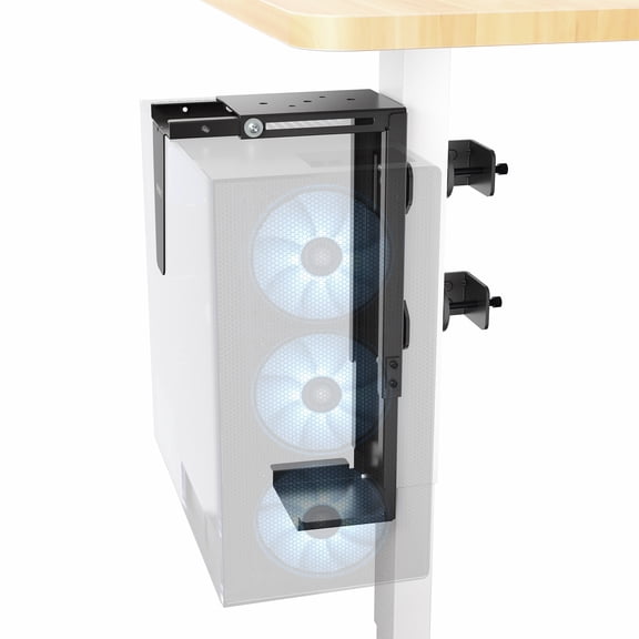 VIVO Steel Adjustable Clamp-on Desk Leg PC Mount, Computer Case CPU Holder