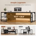 thumbnail image 4 of 71" L Shaped Executive Desk, Large Office Desk with Widen File Drawers and Power Outlets, Reversible Computer Desk Corner Desk with Storage Shelves, Walnut, 4 of 8