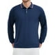thumbnail image 1 of Camisa polo de golf de negocios de manga larga de ajuste regular para hombres en color sólido, talla XL, azul marino, 1 of 6