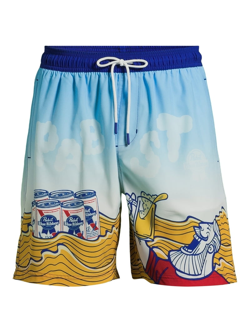 Pabst Blue Ribbon Men's Big Men's Board Shorts Swim Trunks,