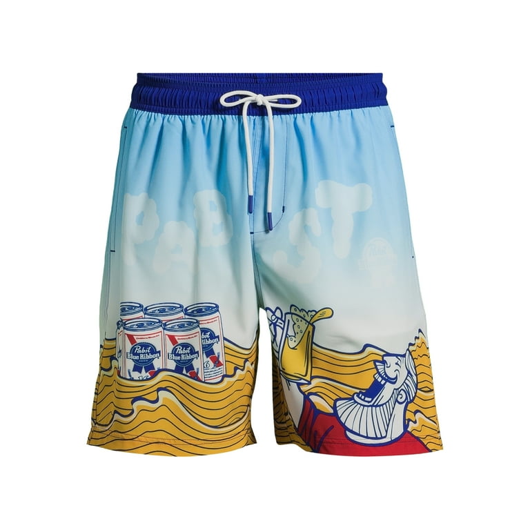 Pabst Blue Ribbon Men s Big Men s Board Shorts Swim Trunks 7.5 Inseam Sizes S 3XL Walmart