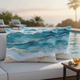 thumbnail image 2 of Outdoor Pillow Cover Teal Ocean Waves Set of 2 Waterproof Throw Pillowcases Modern Abstract Beach Decorative Patio Furniture Pillows for Couch Garden Indoor & Outdoor Use, 2 of 9