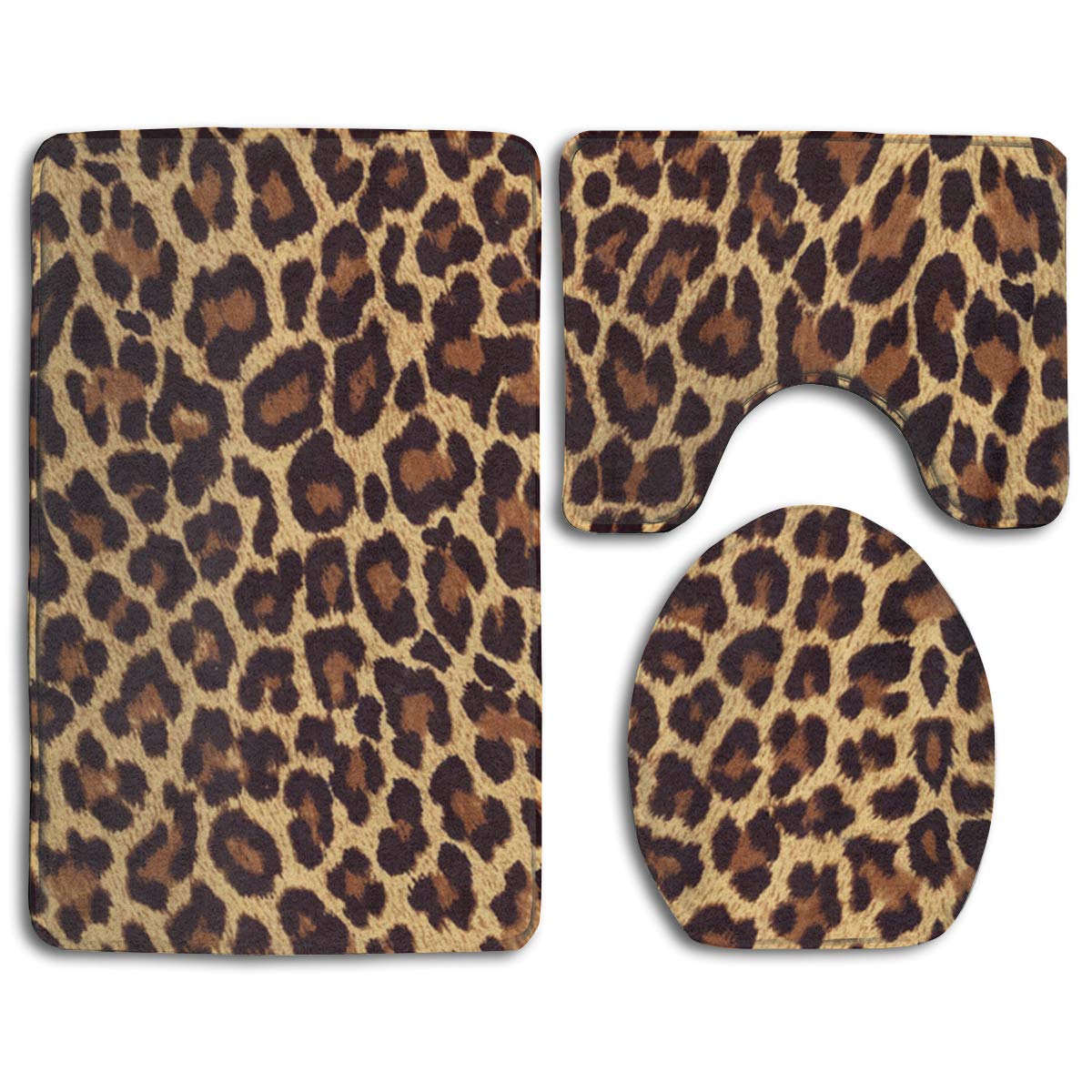 GOHAO Cool Cheetah Leopard 3 Piece Bathroom Rugs Set Bath Rug Contour