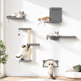 thumbnail image 3 of 5-in-1 Cat Wall Shelves, Solid Wood & Velvet & Sisal Scratcher, 44lbs Max Load, Wall Mounted Cat Furniture for Climbers, Cat Climbing Wall System, Fits Drywall & Solid Walls - Light Gray, 3 of 3