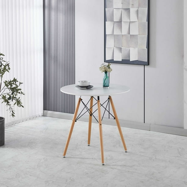 Mesa De Comedor Redonda Estilo Eames Minimalista Moderna blanco 6.49 pulg Pido Todo E-MDCR4M-WH