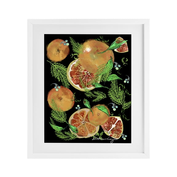 Stupell Industries Farmhouse Grapefruit & Ferns Medley White Framed Print Under Glass, 17 x 21, by Susan Lugar