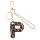 thumbnail image 1 of Llavero de Letra Inicial Uxcell (Letra P) - Llavero de Alfabeto Leopardo de Cuero PU para Decoración de Regalo de Fiesta para Hombres y Mujeres, Dorado, 1 of 7