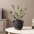 thumbnail image 5 of Ceramic Flower Vase with Handles, Decorative Black Vase, Rustic Terracotta Vases for Home Decor, Farmhouse Vintage Vases for Living Room, Kitchen, Bedroom, Office, Coffee Table, 14CM, 5 of 9