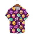 thumbnail image 2 of JURANMO Men's Hawaiian Short Sleeve Button Down Shirt Easter Bunny Egg Print Beach Aloha Shirts Summer Vacation Tops White L Flash Sales, 2 of 6