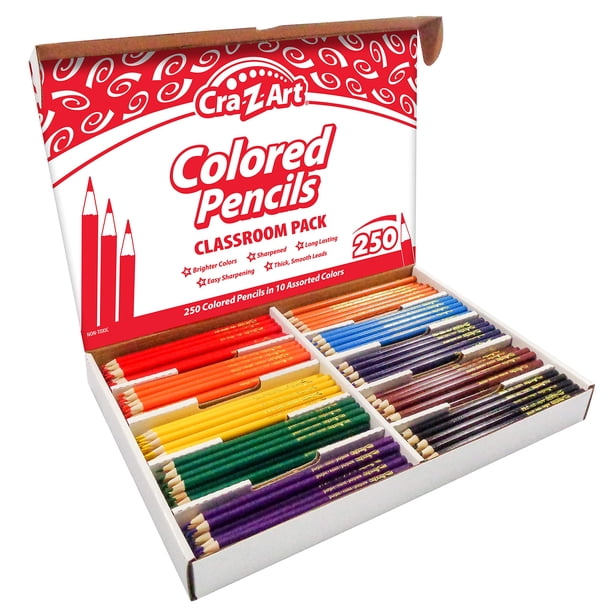 Cra-Z-Art Lápices de colores Paquete de clase a granel 250 ct 10 colores surtidos