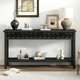 thumbnail image 2 of Noble House 60" Fir Veneer Entryway Table, Honeycomb Front Console with 3 Drawers & Solid Fir Legs,Black, 2 of 9