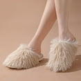 thumbnail image 4 of Xfvqtps Fluffy Slippers for Women Winter Warm Slip on Solid Color Furry Cozy Indoor and Outdoor Plush Shoes Brown, 4 of 6