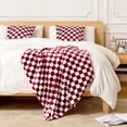 thumbnail image 5 of Checkered Flannel Fleece Throw Blanket Soft Cozy Checkerboard Grid Print Chessboard Gingham Pattern Blankets for Bed Couch Sofa, 50"x60", Burgundy, 5 of 6