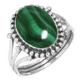 thumbnail image 1 of 925 Silver Ring For Women - Teens Green Natural Malachite Stone Silver Ring Size 5 May Birthstone Boho Silver Ring Size 5 Gift For Mom On Christmas 925 Gemstone Silver Jewelry, 1 of 6