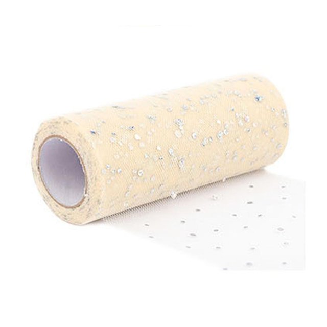 Jikaix 1 Rollo de Adorno de Purpurina Rollo de Tul Sin Olor Red Hilado Decoraciones de Guirnalda Cinta Transparente para Interiores