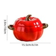 thumbnail image 3 of Dutch Oven Pot with Lid, Pumpkin Pottery Dessert Saucepan, Mini Baking Dish Cute Pumpkins Bowl, Covered Dutch Oven Ceramic Stockpot, Pumpkin-shaped Casserole, 3 of 9