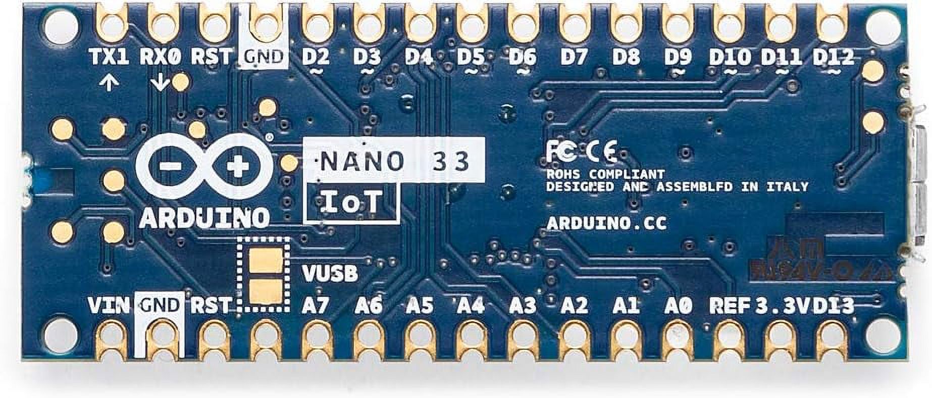 Arduino ABX00027 Nano 33 IoT without Headers WiFi & Bluetooth,14 Digital I/O Pins, 6 Analog Inputs development board