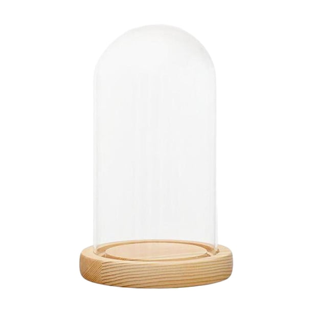 Cubierta de postre con base de madera y cúpula de campana, práctica, portátil y versátil para exhibir Estilo F