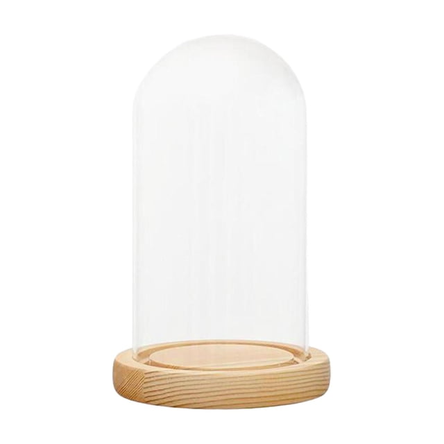 Cubierta de postre con base de madera y cúpula de campana, práctica, portátil y versátil para exhibir Estilo F