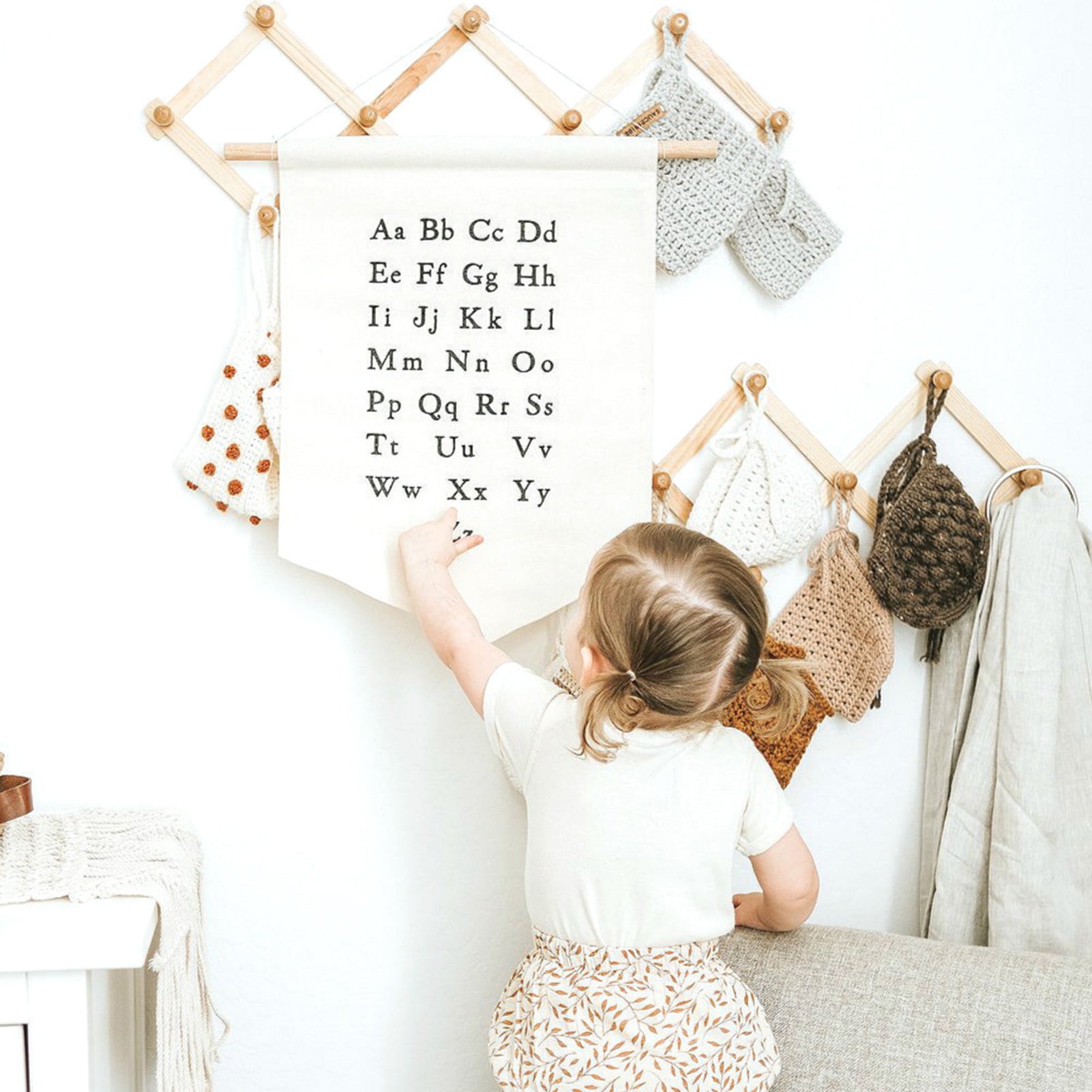 Nursery Wall Canvas Banners Home Decorative Plaque Letter Teen and Kids Room Cotton Alphabet Wall Hanging Decoration for Baby Girl Baby Boy 