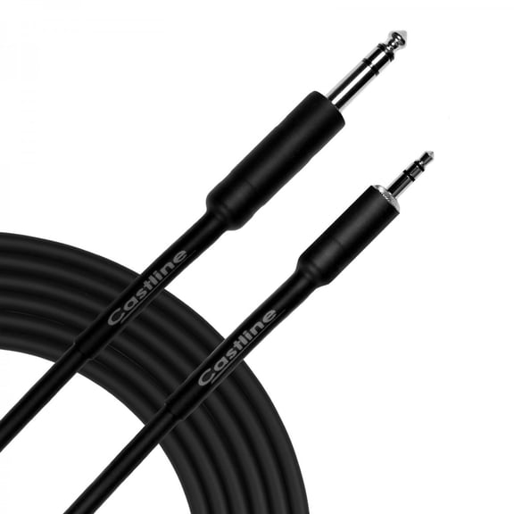 15 Ft Castline Silver 1/4" TRS to 3.5mm TRS Balanced Instrument Stereo Patch Cable Mogami 2582