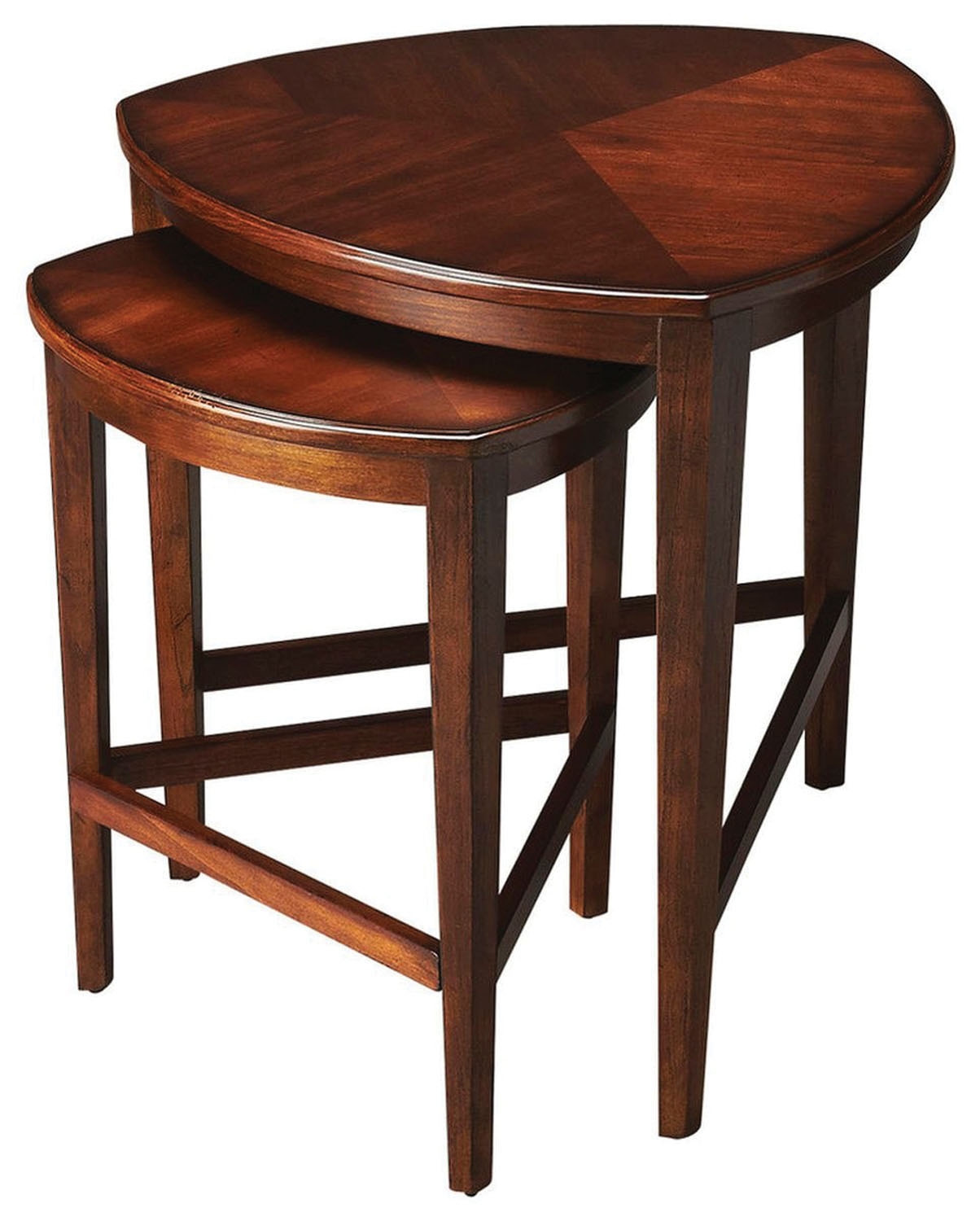 Offex Transitional Triangular Antique Cherry Nesting Tables Medium