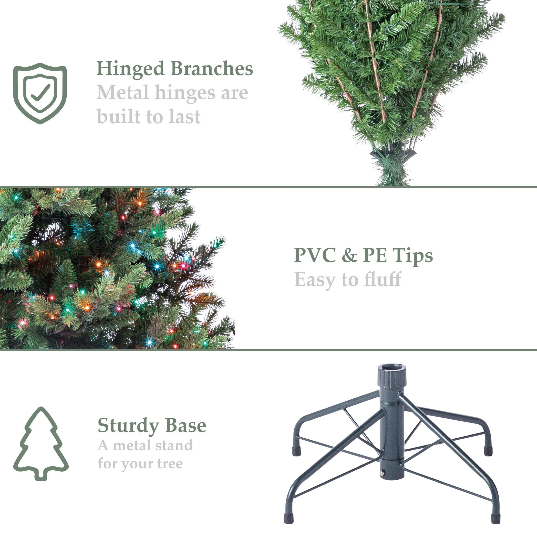 My Texas House 6.5FT Grand Spruce Prelit Green Artificial Christmas Tree with LumaDazzle Color-Changing Twinkle LED Lights and Quick Set