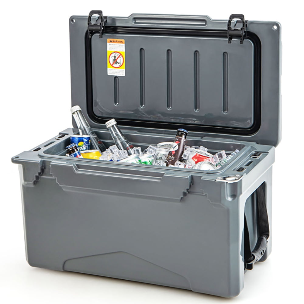 Aimee Lii Rotomolded Cooler with Integrated Cup Holders and Bottle Opener, Portable Water Cooler, Gray Aimee Lii Rotomolded Cooler with Integrated Cup Holders and Bottle Opener, Portable Water Cooler, Gray