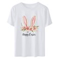 thumbnail image 4 of UPPADA Femmes Easter Oeufs Imprimé T-Shirts Heureux Easter Graphique Bunny Lapin Mignon T-Shirts Manches Courtes Décontracté Col Rond T-Shirts Été Basique Coupe Régulière Chemises Blanc,TTTG, 4 of 5
