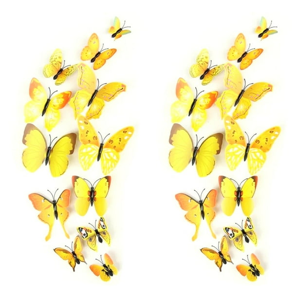Decoración de pared de mariposas, 24 piezas, pegatinas de mariposas 3D para decoraciones de fiestas con imanes (coloridos, 24)