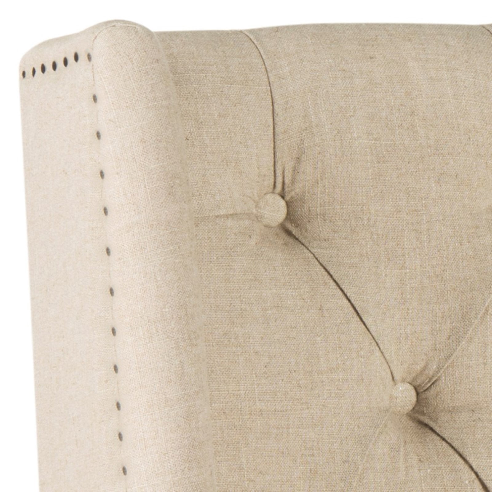 Safavieh London Retro Winged Tufted Headboard with Flat Nail Heads, Twin, Taupe Linen