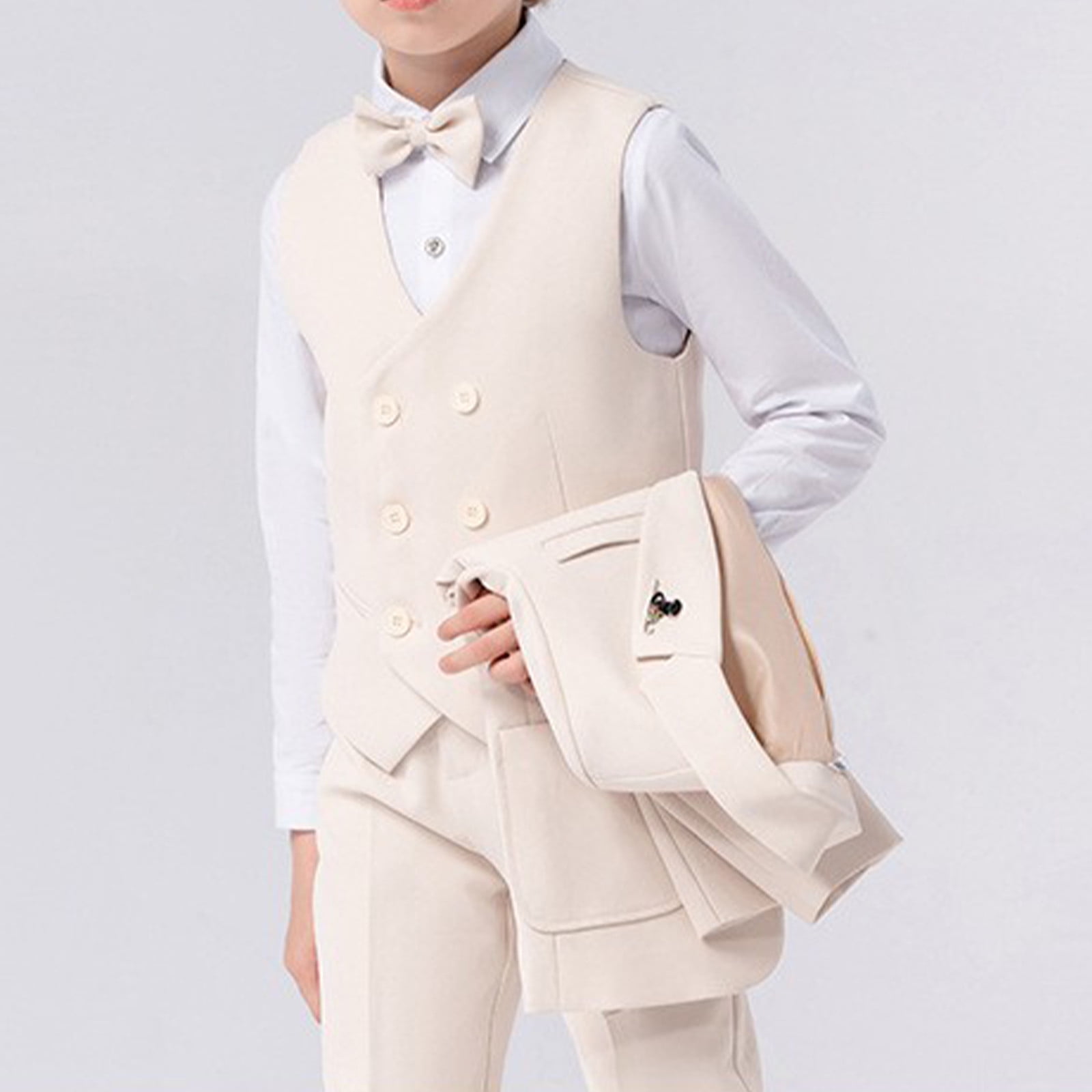 Costume 5 Pièces Pour Garçon - Chemise, Pantalon, Gilet, Veste, Nœud Papillon - Âge 1-13 Ans