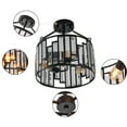 thumbnail image 4 of Round Cage Rustic Ceiling Lamp Fixture Farmhouse Wood Flush Mount Ceiling Light, 4 of 8