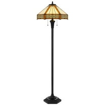 Cal Lighting 60W X 2 Metal/Resin Tiffany Table Lamp With Pull Chain Switches