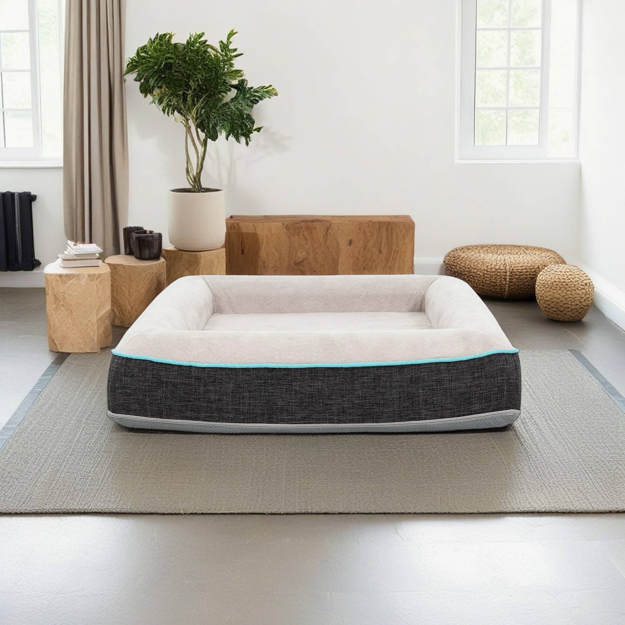 Kadyn 28" Dog Beds for Small Medium Dogs, Waterproof Memory Foam Indoor Pet Sofa Bed with Sides, Non-Slip Bottom Dog Couch Bed, Gray