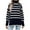 Navy, variant on Quinlirra Turtleneck Sweater Women Plus Women's Casual Long Sleeve Turtleneck Sweater Side Slit Knitted Stripe Loose Blouse