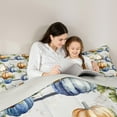 thumbnail image 4 of Manfei Orange Blue Pumpkin Child Bedding Comforter Set 7pcs, Rustic Farmhouse Queen Bedding Sets, Happy Fall Harvest Reversible Queen Sheet Sets, Microfiber Bedroom Decor, 4 of 7