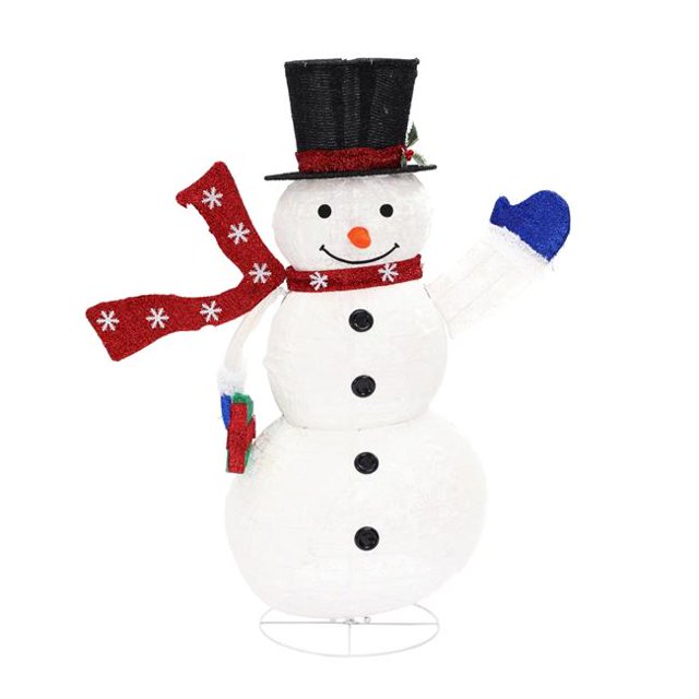 LuxenHome WHHD1642 Snowman with Gift Lighted LED Winter Holiday Yard Decoration