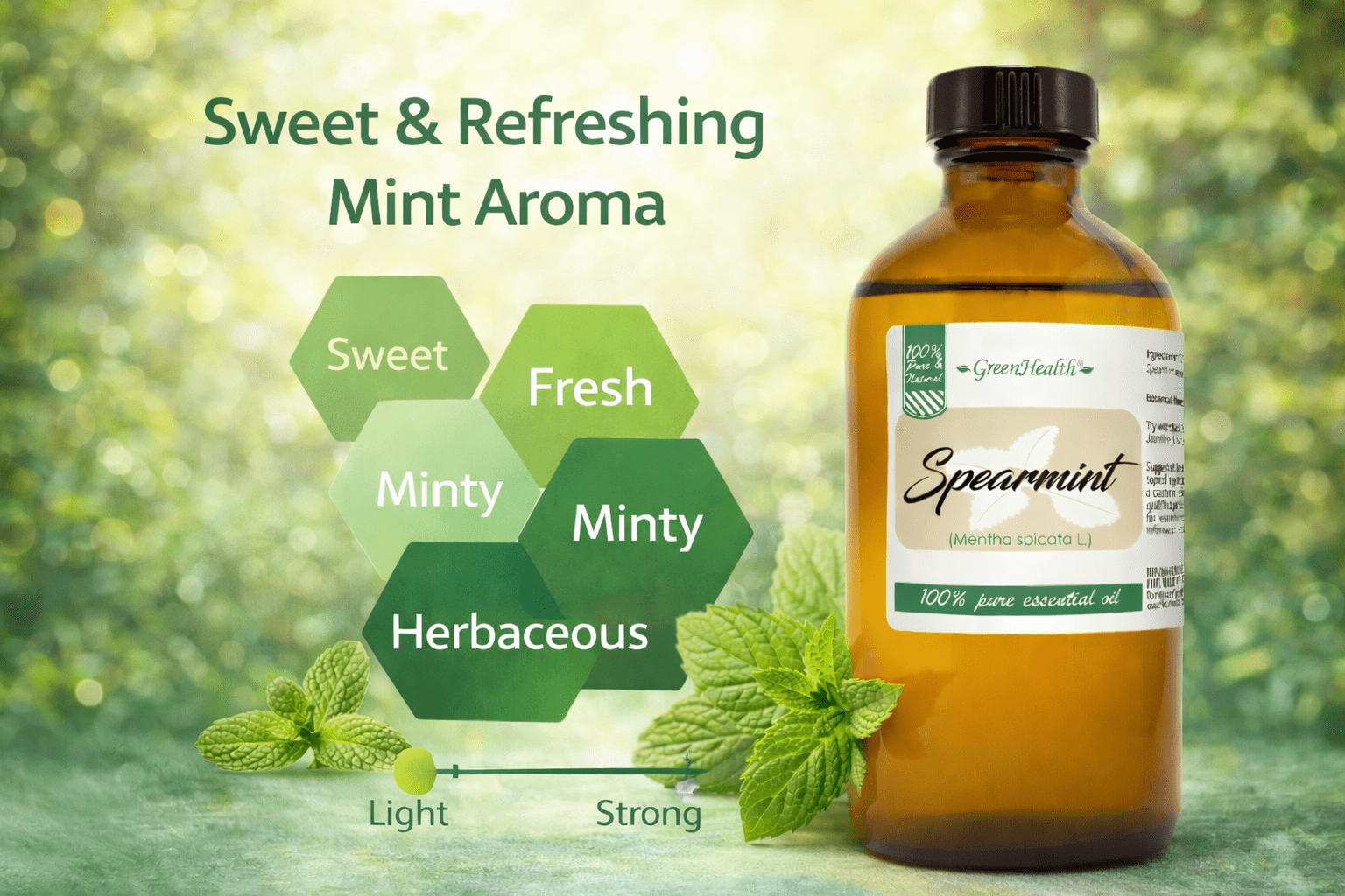 Spearmint Essential Oil - 8 fl oz (237 ml) Glass Bottle w/ Cap - 100% Pure Essential Oil by GreenHealth
