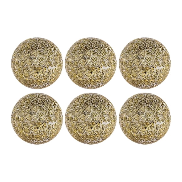 6 Piezas Decorativas Mosaico Bolas de Centro Mesa de Vidrio Esfera Sólida Diseño Mosaico Reluciente Adecuado para Sala de Estar Mesa de Oro