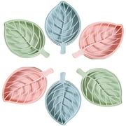 6 Pcs Plastic Leaf Shape Soap Box Dish Soap Storage Plate Tray Holder Case Container For Bathroom Bathroom Kitchen Counter Or Sink (blue, Pink, Green)