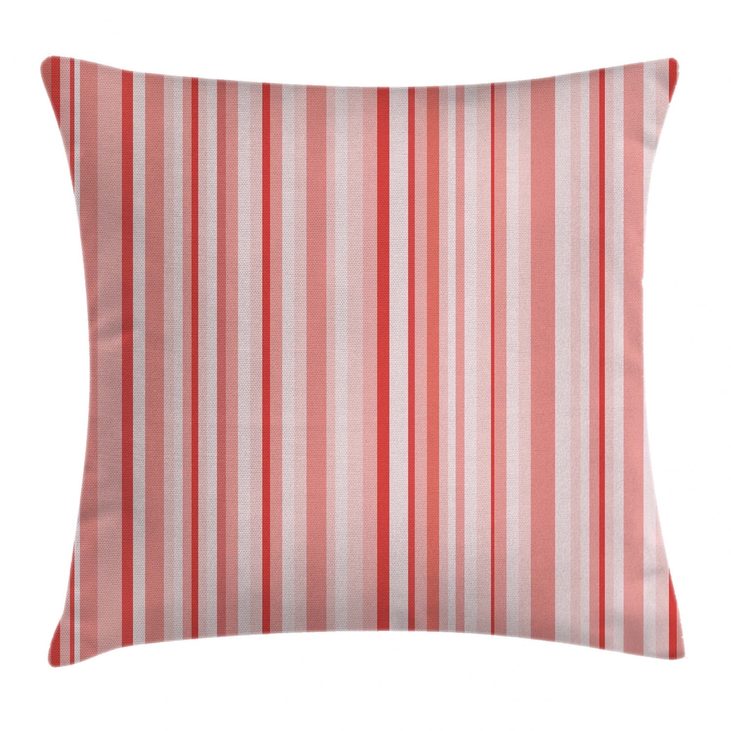 Coral Throw Pillow Cushion Cover, Vertically Striped Retro Pattern in