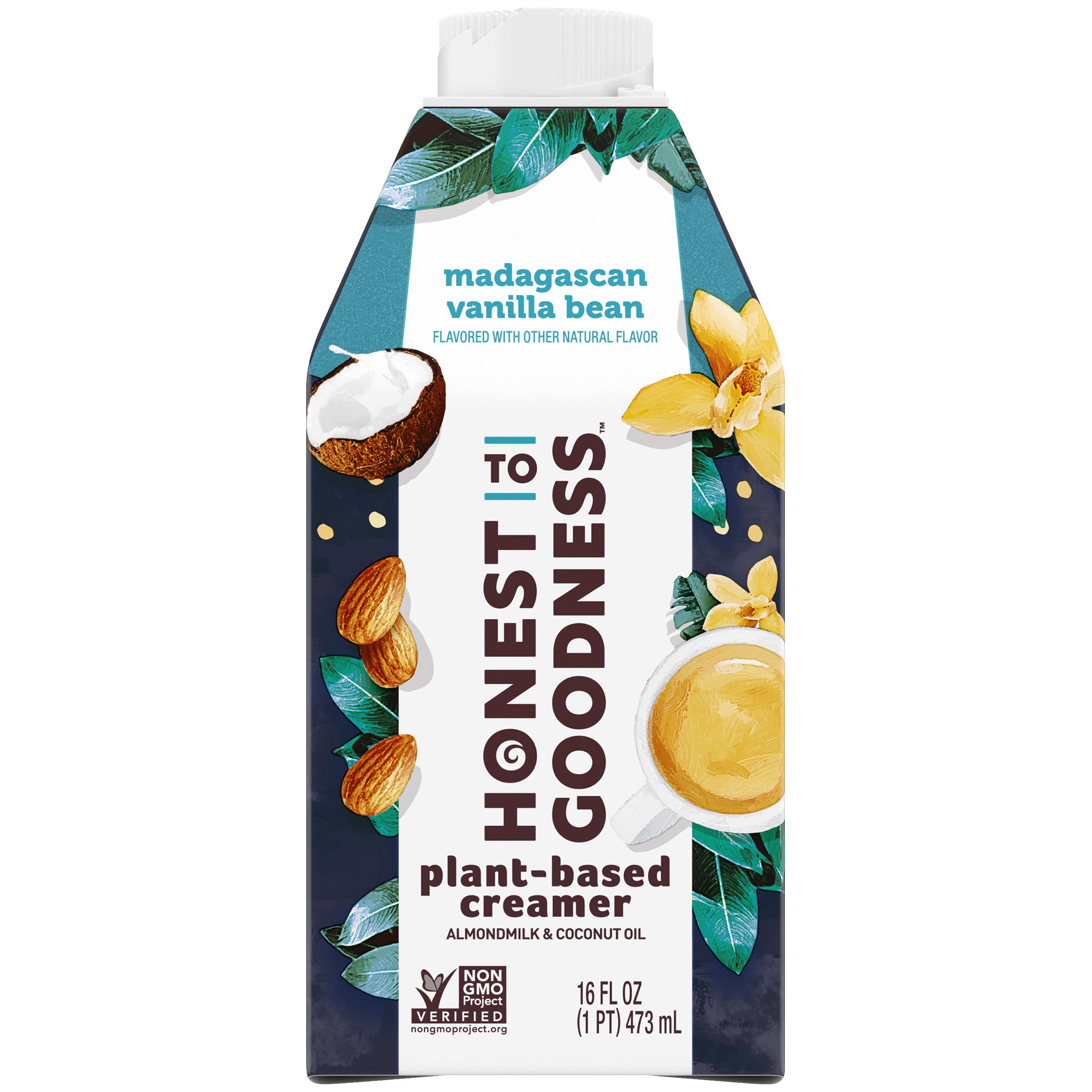 Honest To Goodness, Dairy Free, Madagascan Vanilla Bean Coffee Creamer, Made with Almond milk and Coconut Oil, 16oz.