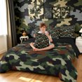 thumbnail image 3 of Manfei Minimalst Camouflage Twin Bedding, Countryside Camo Bedding Comforter Set, Dark Green, Black Reversible, 7 Pieces, 3 of 6