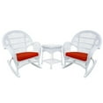 thumbnail image 1 of Jeco Ensemble de Conversation en Osier 3 Pcs Blanc avec Coussins Rouges, 1 of 2