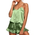 thumbnail image 2 of frariair Summer Pajamas for Women set's Silk Satin Ruffled Sets Cami Shorts Sleepwear Set Nightwear Mint Green, 2 of 7