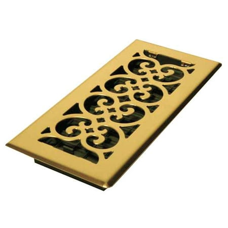 

1PACK DecorGrates SPH410 Floor Register 4 X 10 Bright Brass Brass