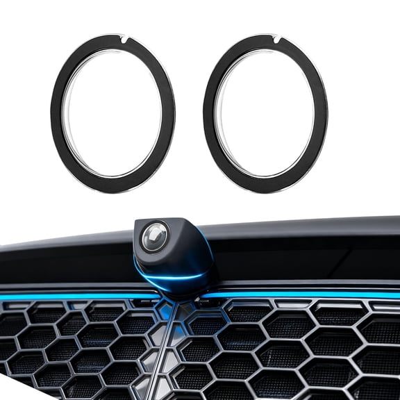 2/4PCS Car Camera Lens Protector, Clear Weatherproof Anti-Glare, PC Protective Cover for Front Bumper Camera, Simple Adhesive Installation, 2 Cm Compatible